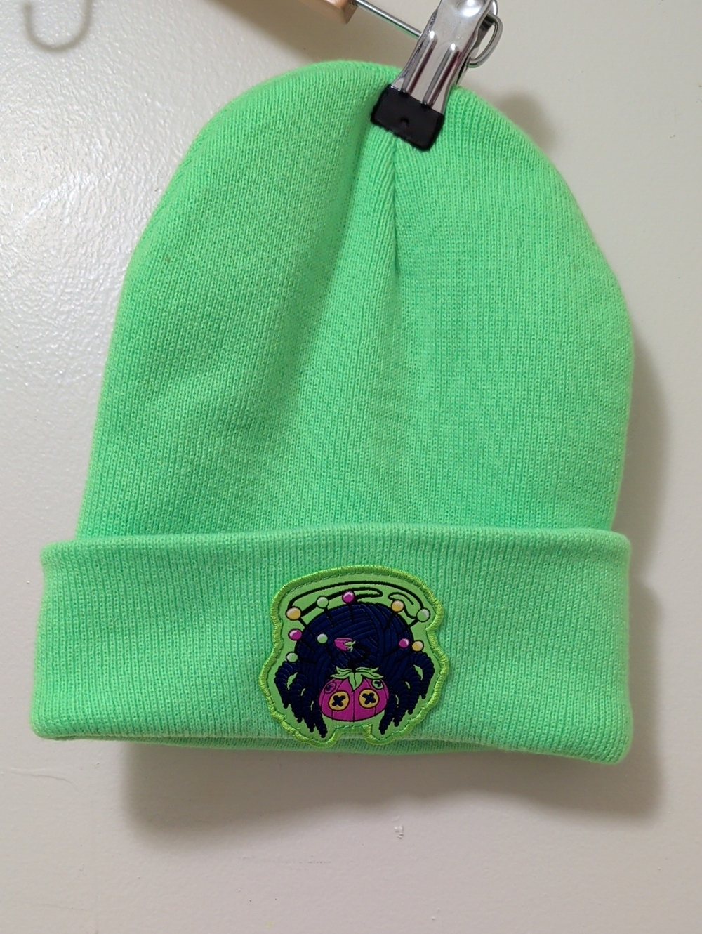 Otherworld Philadelphia Neon Green Beanie Hat with Monster Patch